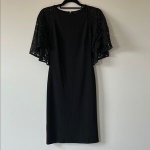 Elegant Black Lace Sleeve Dress